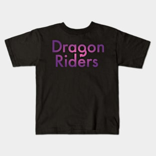 Purple Hot Pink Dragon Riders Text Design Kids T-Shirt